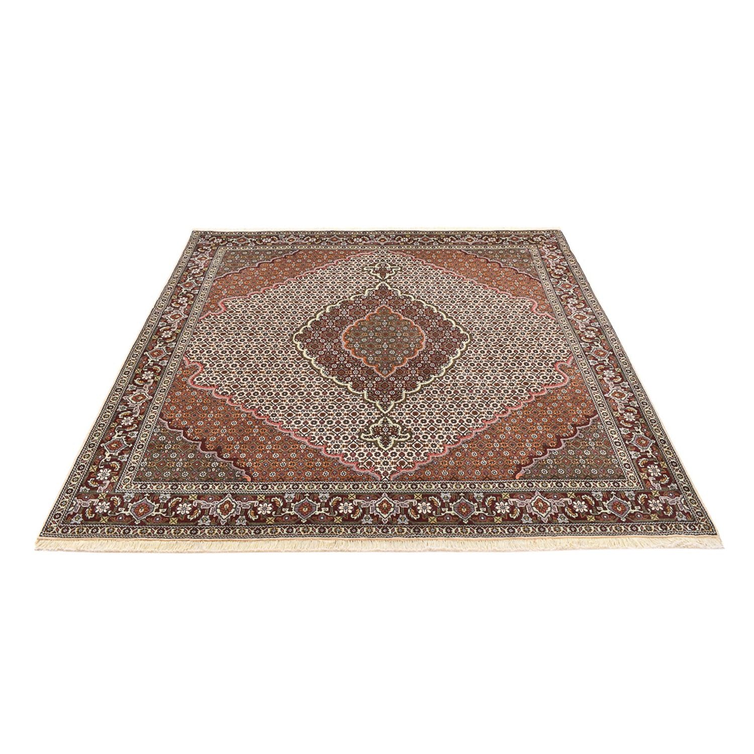 Tappeto Persero - Tabriz - Reale quadrato  - 205 x 201 cm - marrone chiaro
