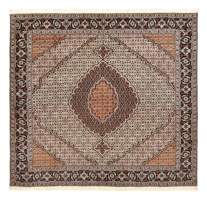 Tappeto Persero - Tabriz - Reale quadrato  - 201 x 201 cm - marrone chiaro