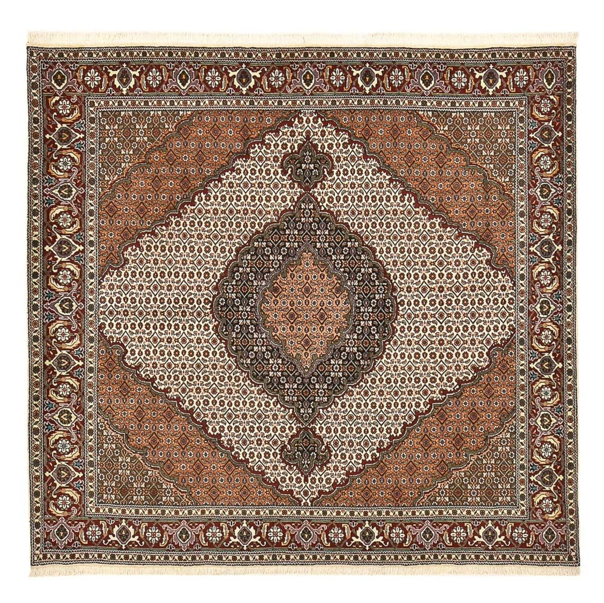 Tappeto Persero - Tabriz - Reale quadrato  - 199 x 198 cm - marrone chiaro