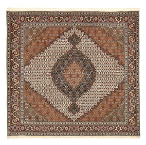 Tappeto Persero - Tabriz - Reale quadrato  - 199 x 198 cm - marrone chiaro