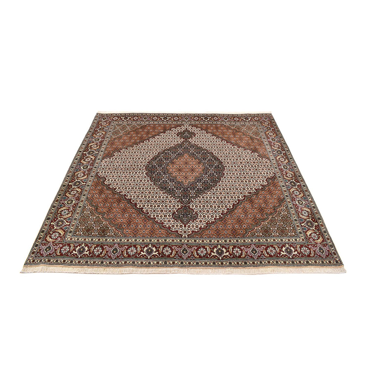 Tappeto Persero - Tabriz - Reale quadrato  - 199 x 198 cm - marrone chiaro