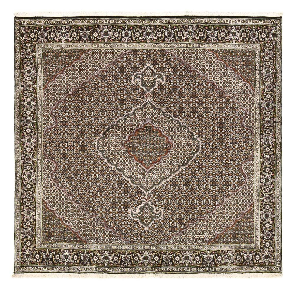 Tappeto Persero - Tabriz - Reale quadrato  - 201 x 200 cm - marrone