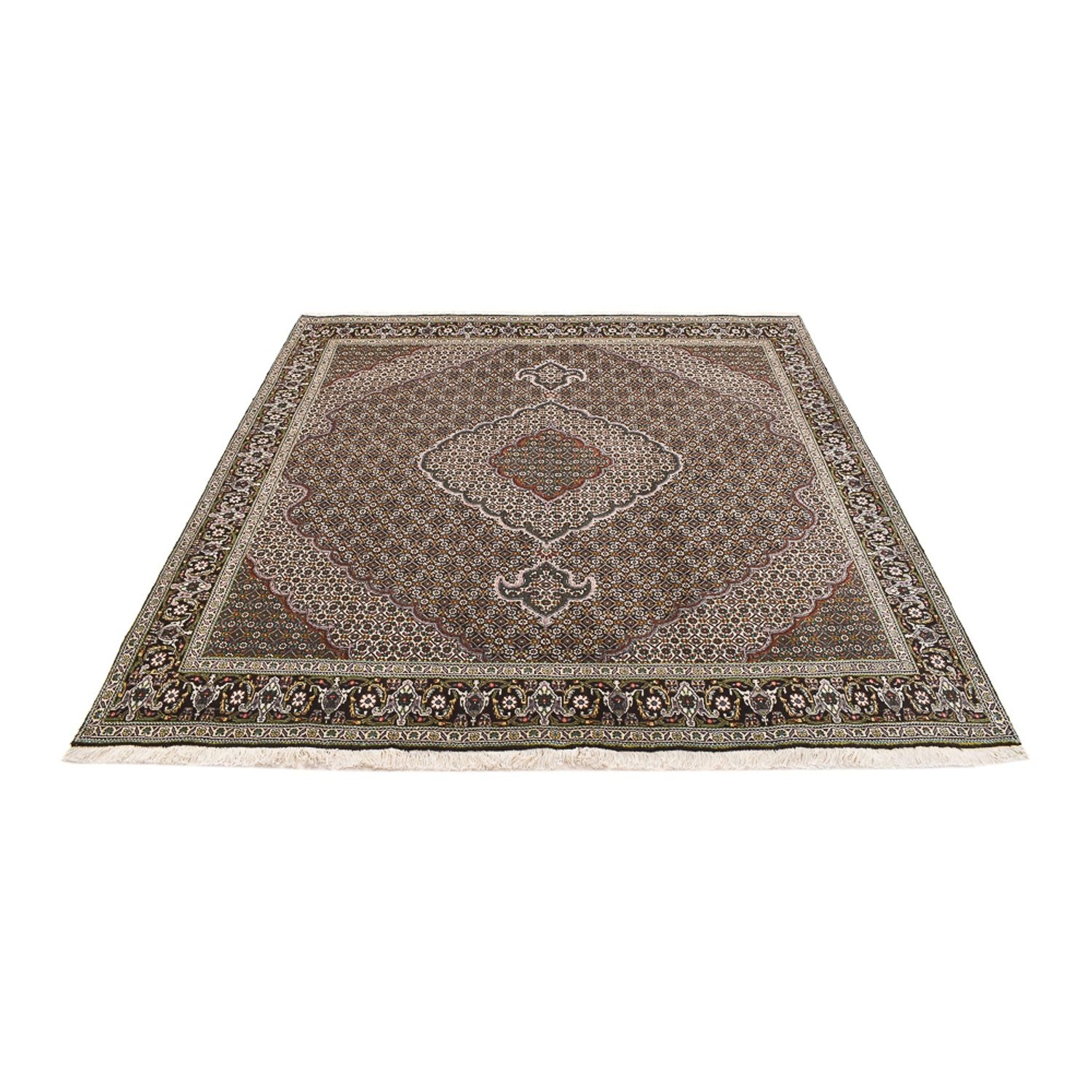 Tappeto Persero - Tabriz - Reale quadrato  - 201 x 200 cm - marrone