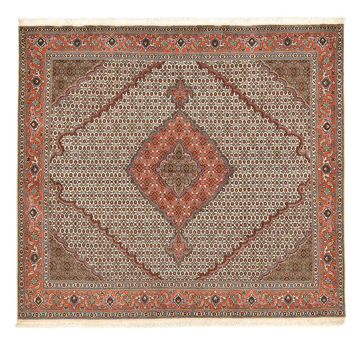 Tappeto Persero - Tabriz - Reale quadrato  - 204 x 196 cm - marrone chiaro