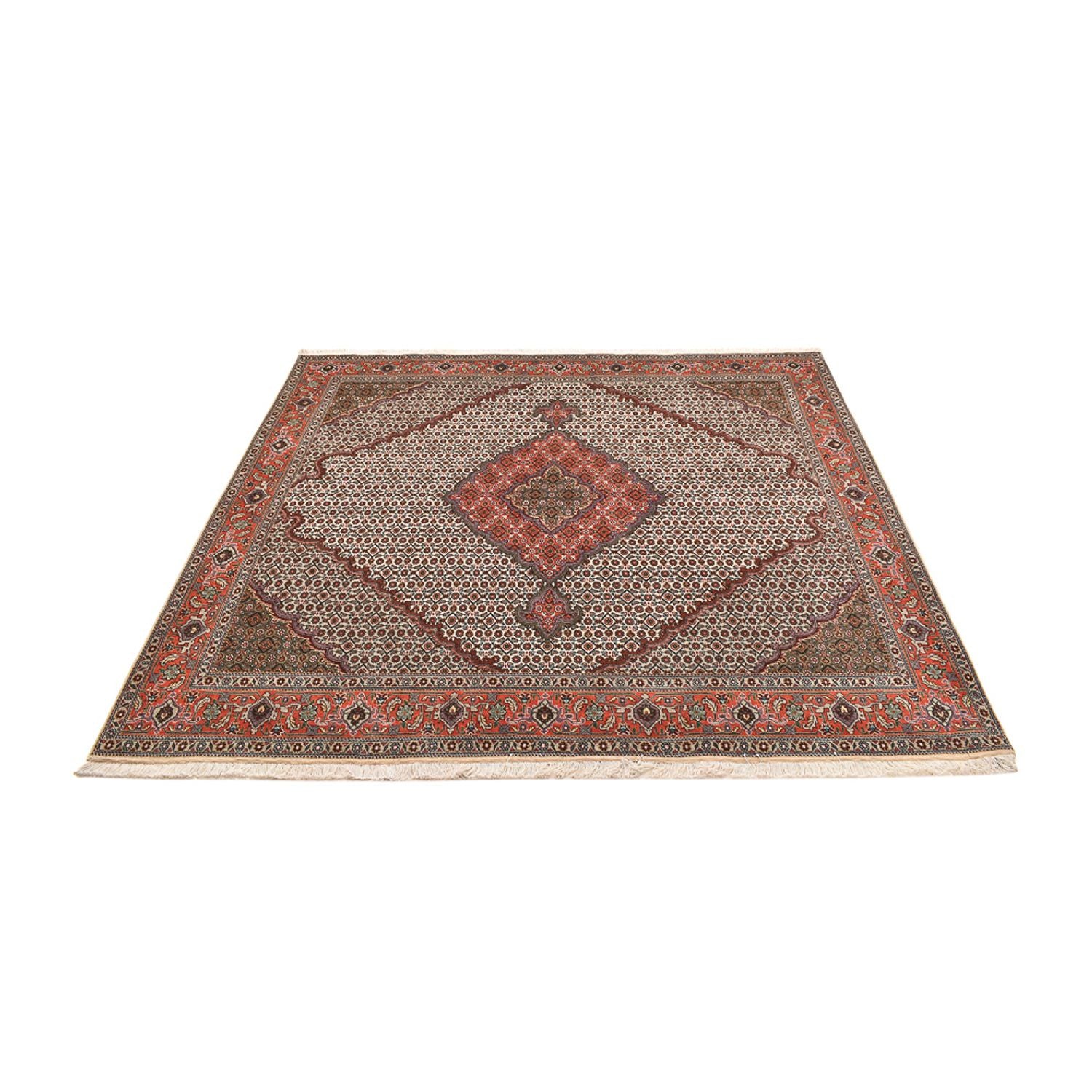 Tappeto Persero - Tabriz - Reale quadrato  - 204 x 196 cm - marrone chiaro
