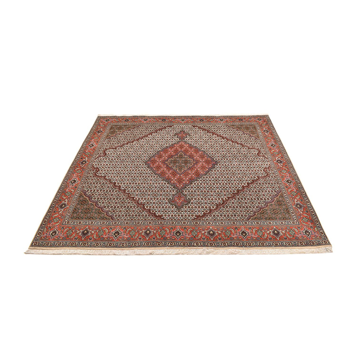 Tappeto Persero - Tabriz - Reale quadrato  - 204 x 196 cm - marrone chiaro