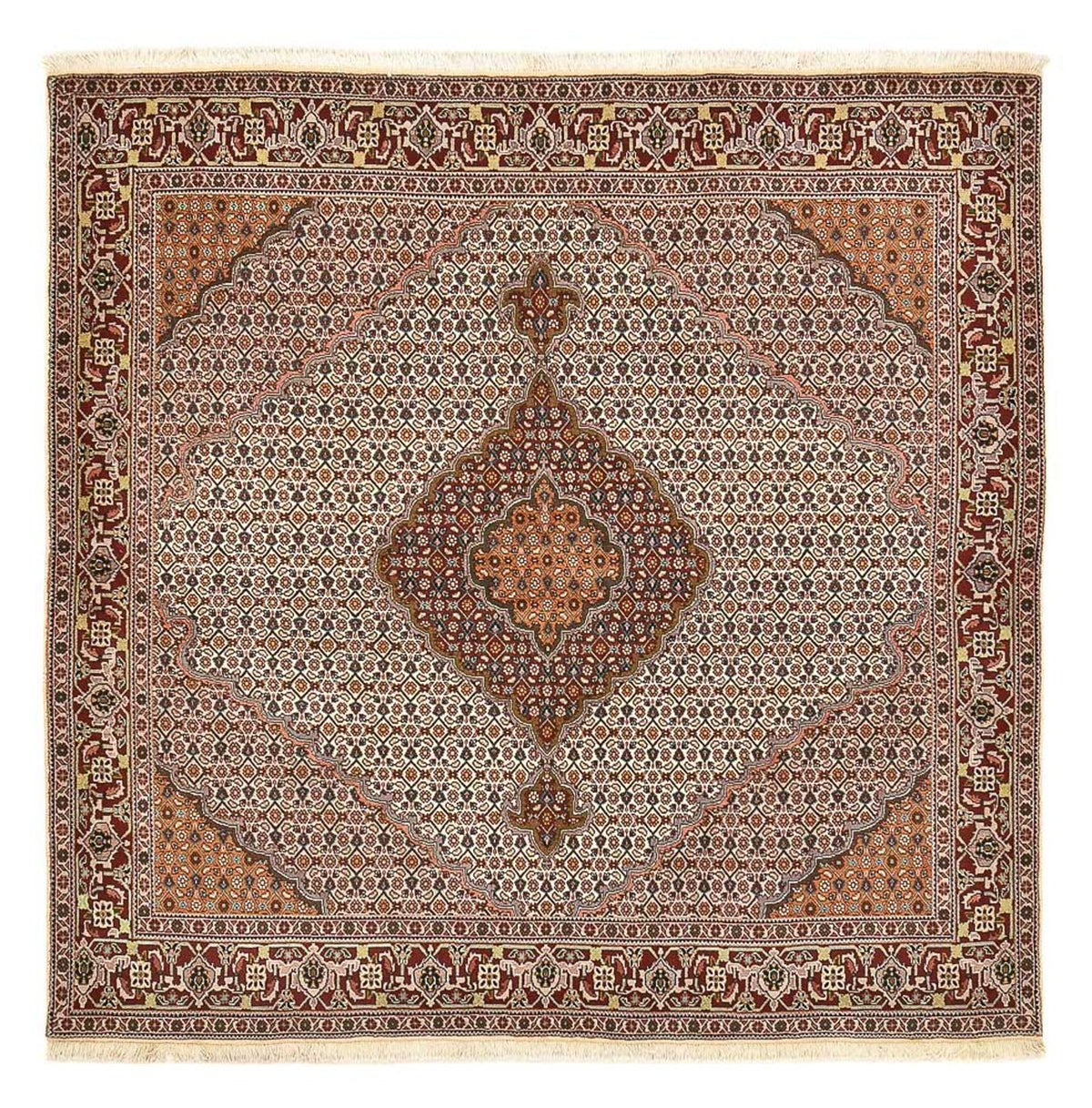 Tappeto Persero - Tabriz - Reale quadrato  - 202 x 198 cm - marrone chiaro