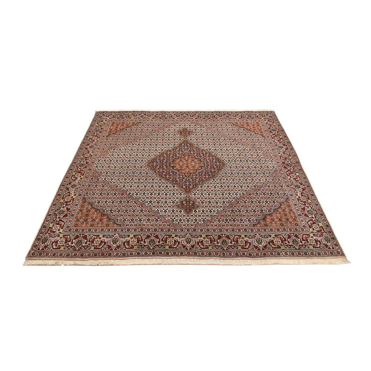 Tappeto Persero - Tabriz - Reale quadrato  - 202 x 198 cm - marrone chiaro