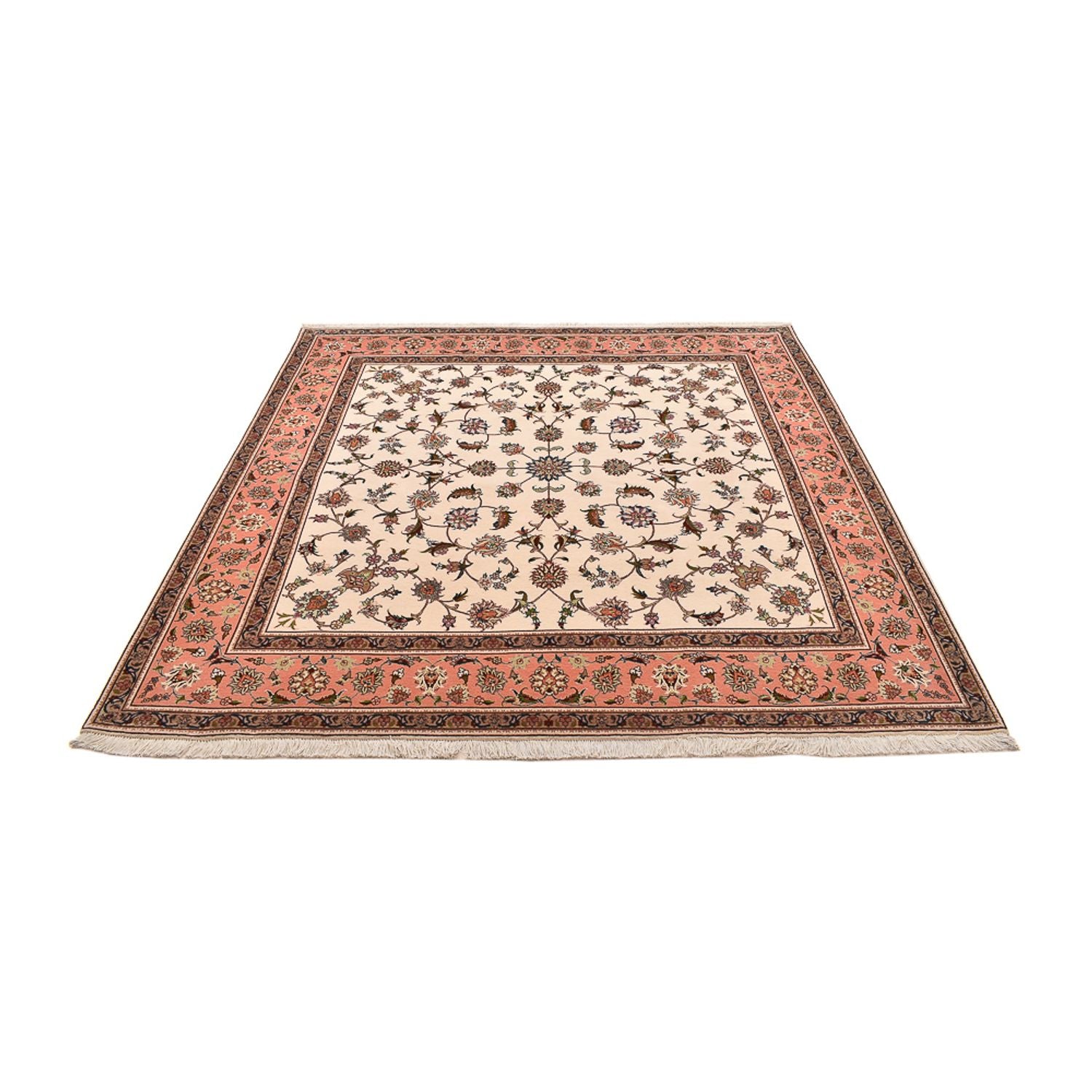 Tappeto Persero - Tabriz - Reale quadrato  - 210 x 204 cm - beige chiaro