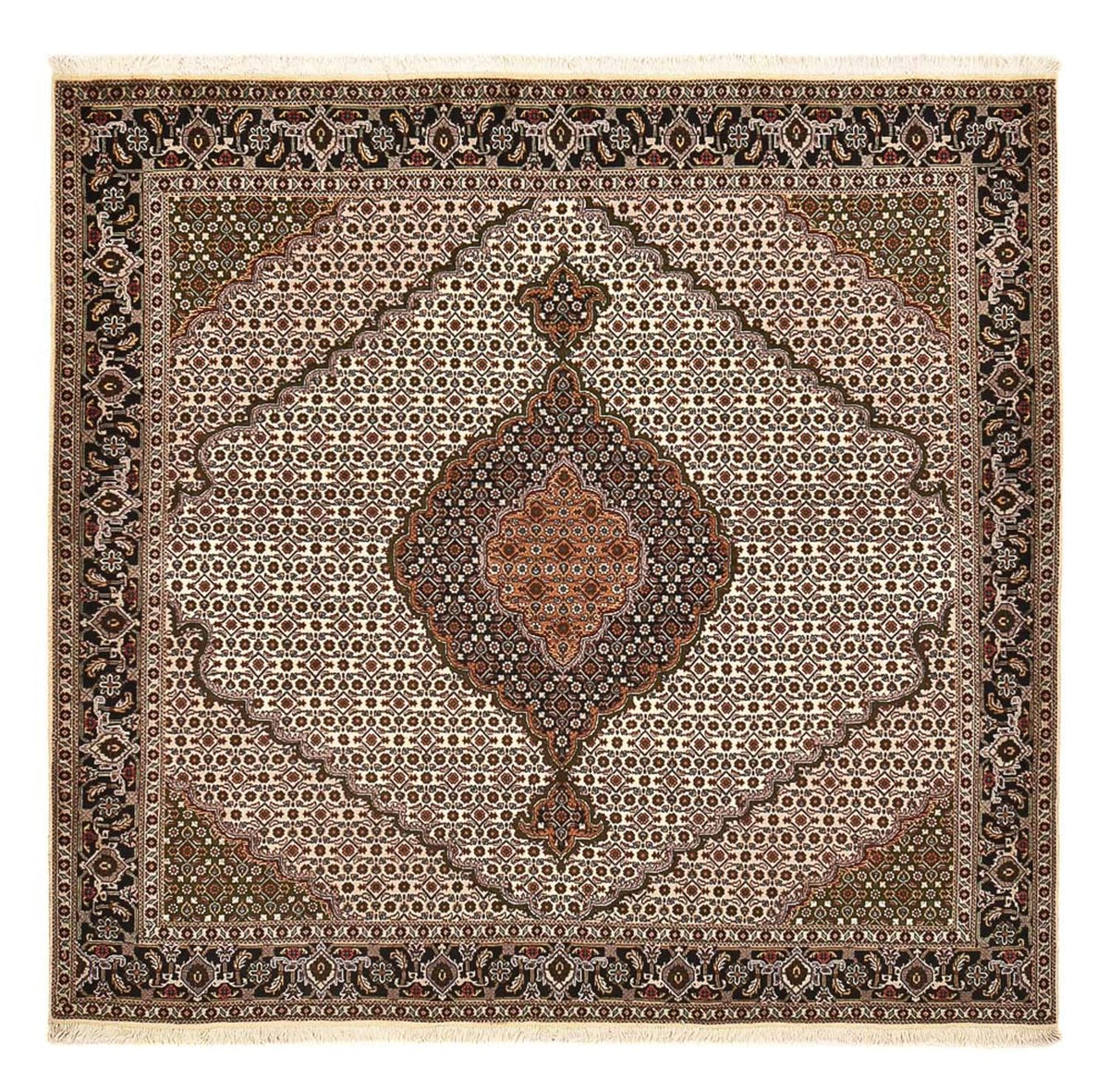 Tappeto Persero - Tabriz - Reale quadrato  - 204 x 200 cm - marrone chiaro