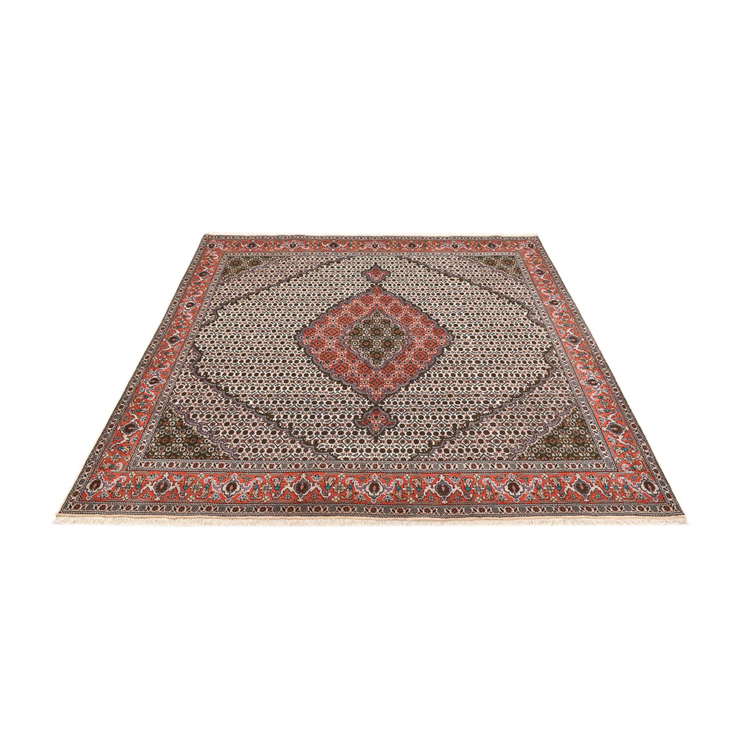 Tappeto Persero - Tabriz - Reale quadrato  - 212 x 201 cm - marrone chiaro