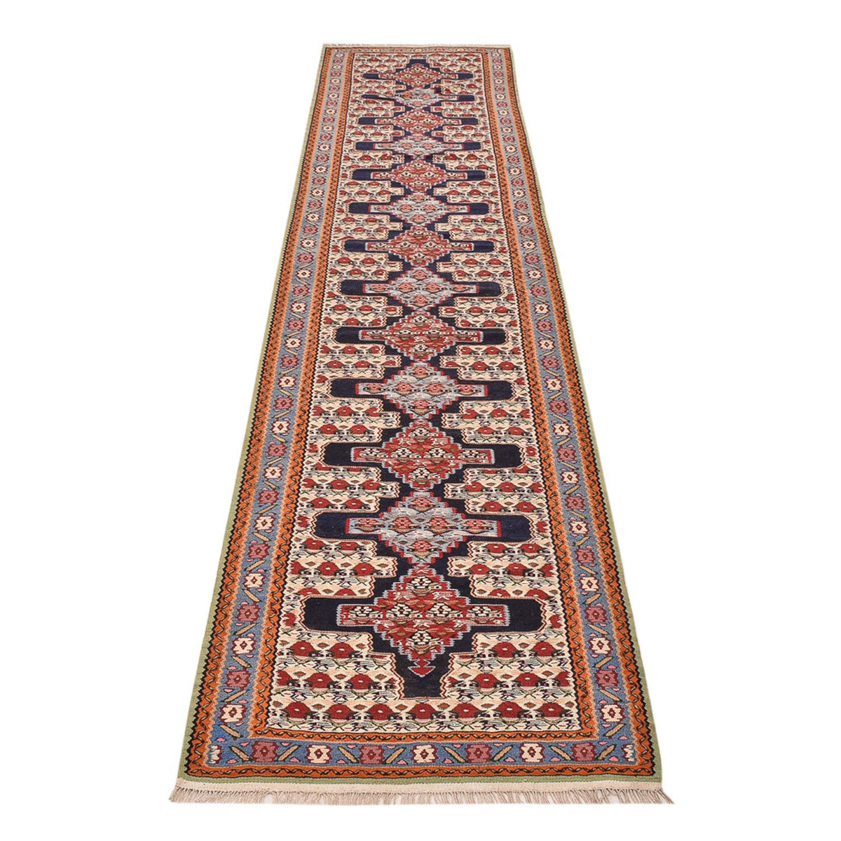 Tappeto corsia Tappeto Kelim - Orientale - 415 x 85 cm - blu scuro