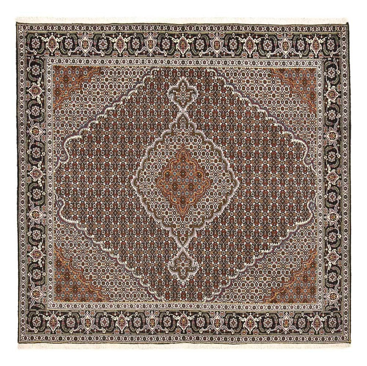 Tappeto Persero - Tabriz - Reale quadrato  - 200 x 200 cm - marrone