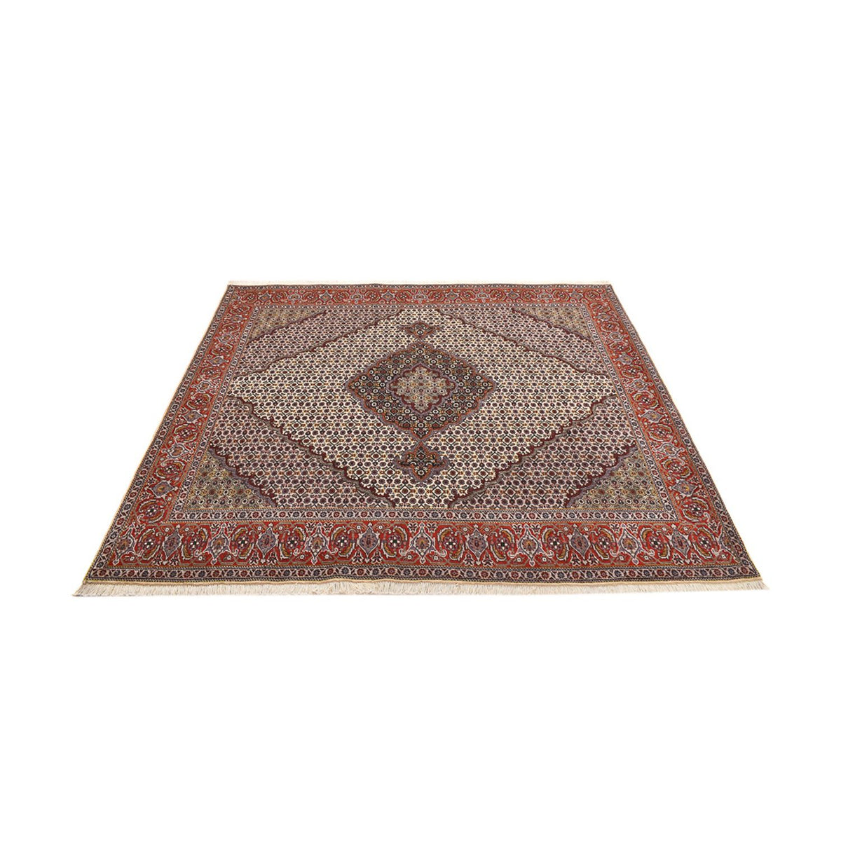 Tappeto Persero - Tabriz - Reale quadrato  - 205 x 193 cm - marrone