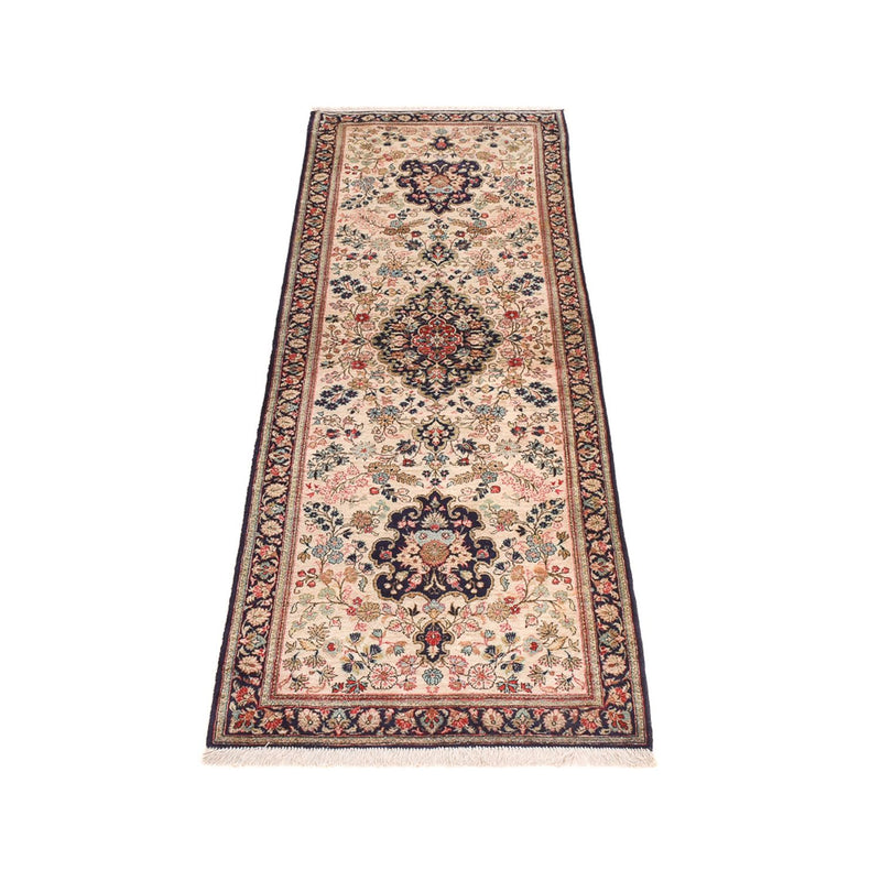 Tappeto corsia Tappeto di seta - Ghom seta - Premio - 222 x 69 cm - crema