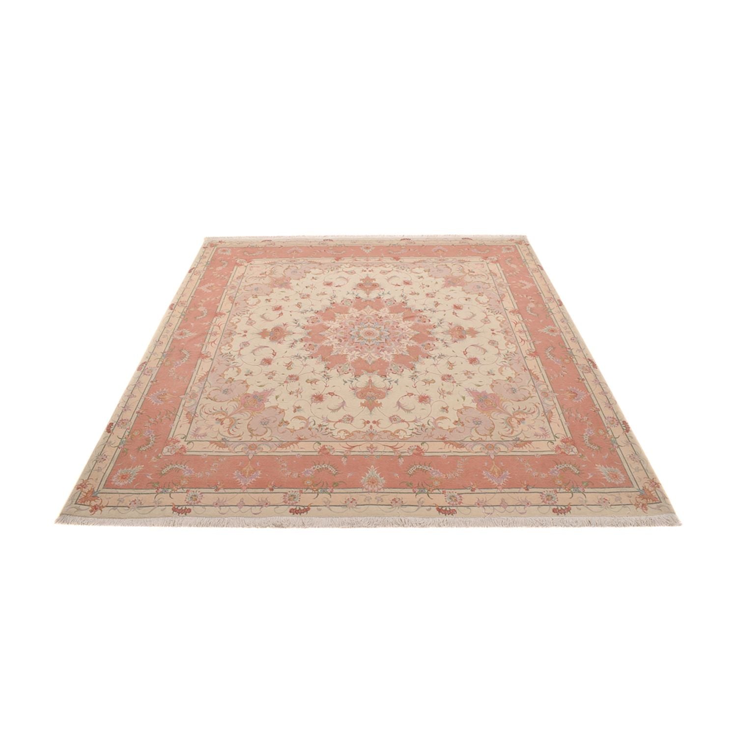 Tappeto Persero - Tabriz - Reale quadrato  - 245 x 245 cm - beige chiaro