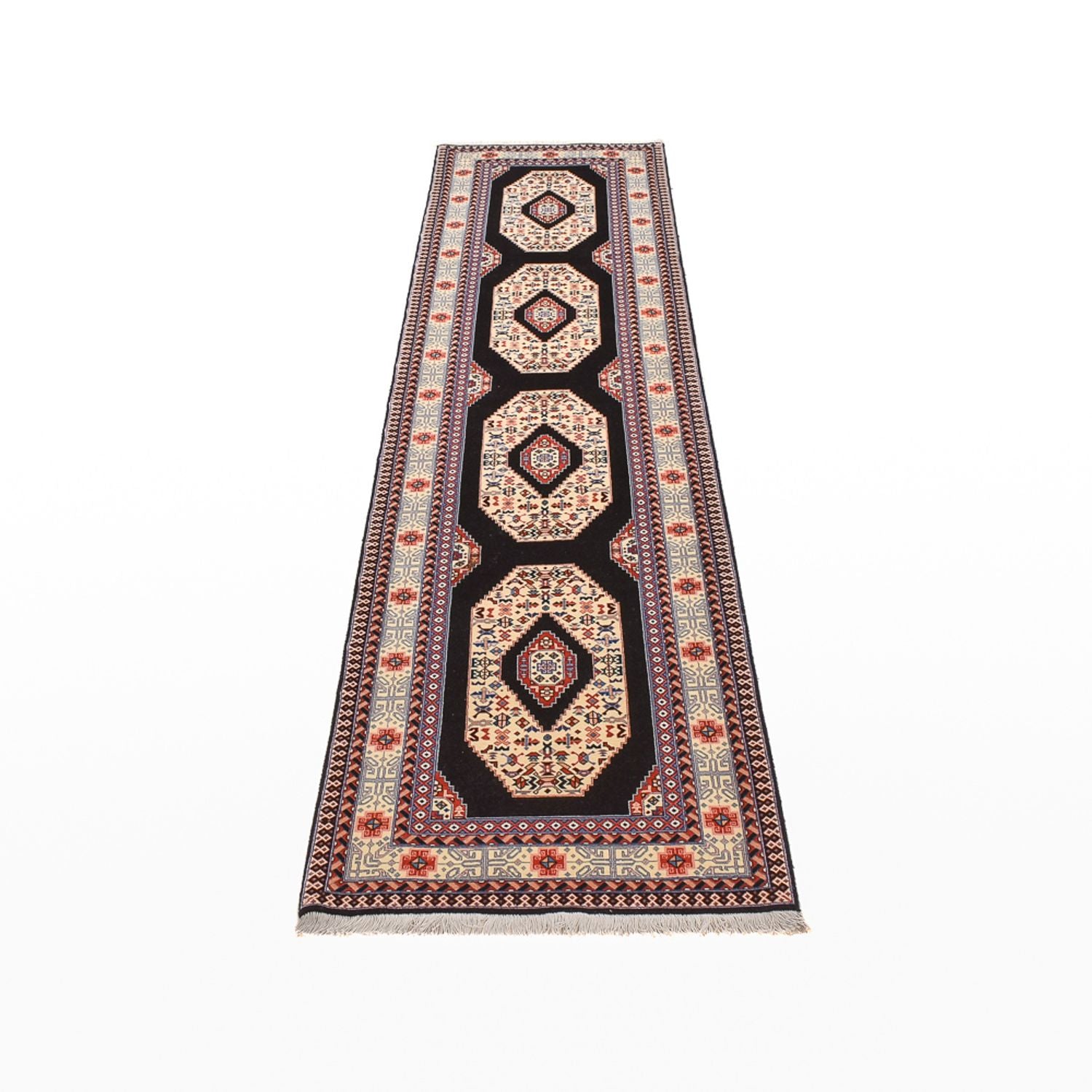 Tappeto corsia Tappeto Persero - Tabriz - Premio - 305 x 75 cm - blu scuro