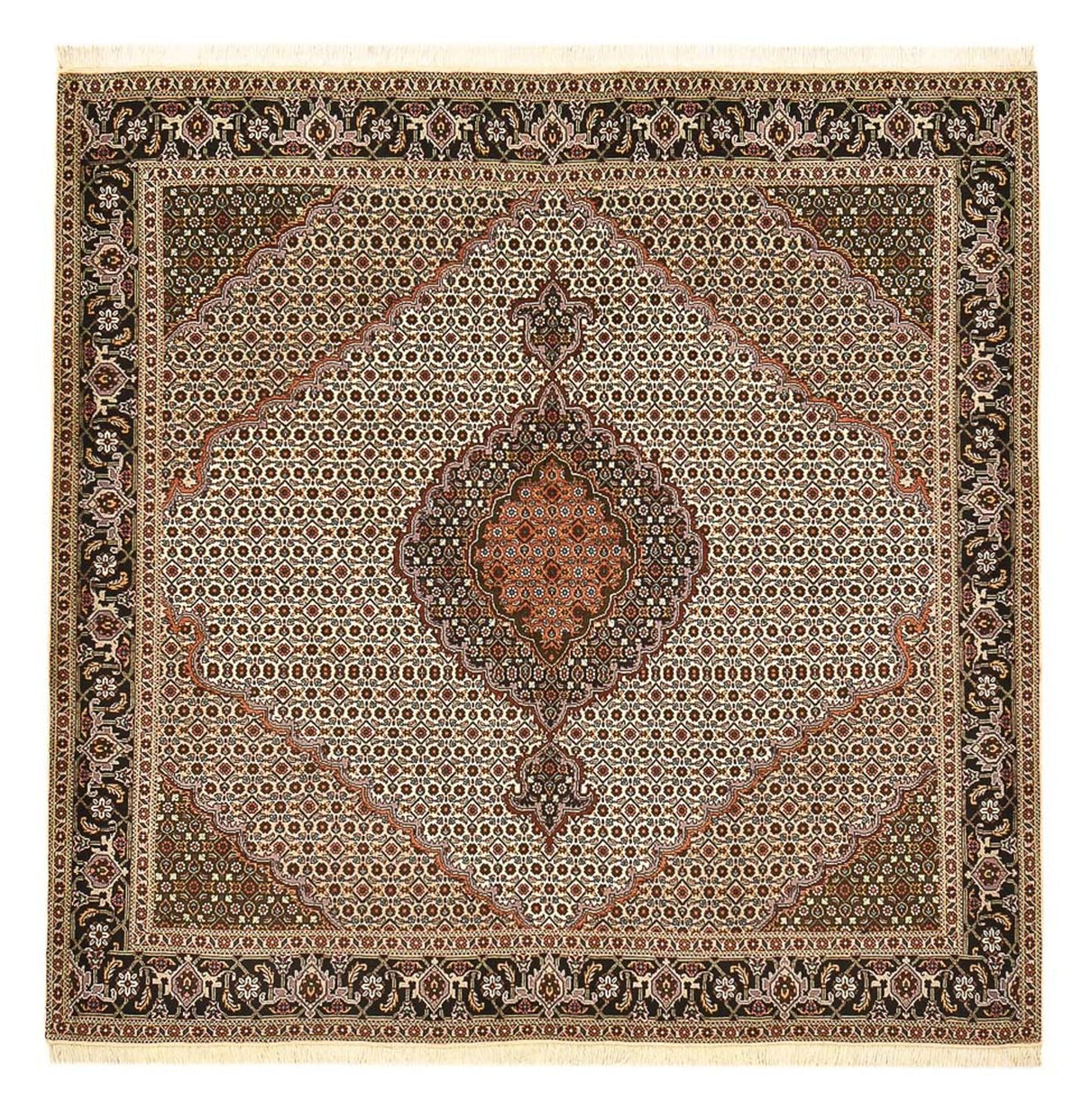 Tappeto Persero - Tabriz - Reale quadrato  - 203 x 198 cm - marrone chiaro