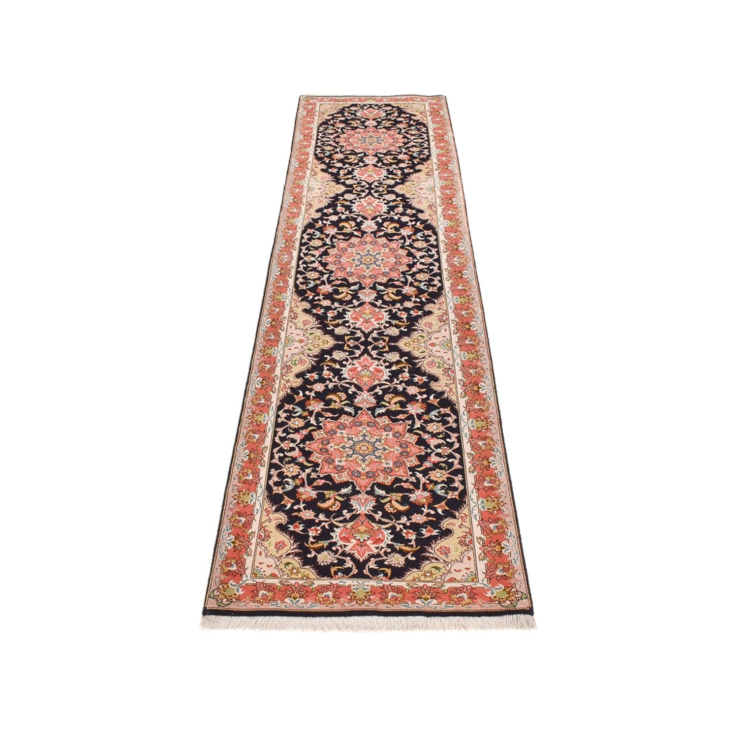 Tappeto corsia Tappeto Persero - Tabriz - Premio - 308 x 74 cm - blu scuro