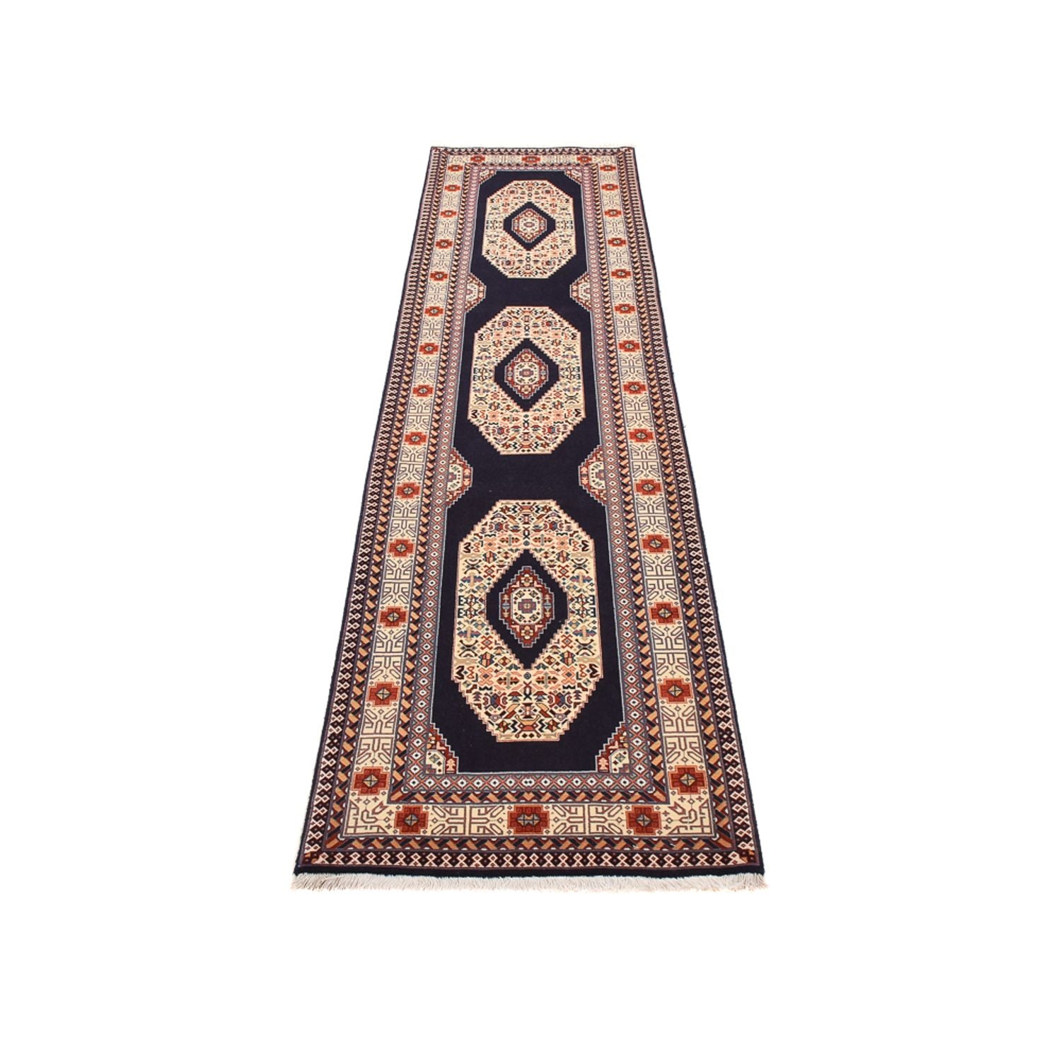 Tappeto corsia Tappeto Persero - Tabriz - Premio - 300 x 73 cm - blu scuro
