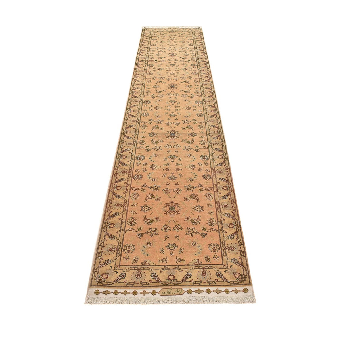 Tappeto corsia Tappeto Persero - Tabriz - Reale - 378 x 78 cm - beige