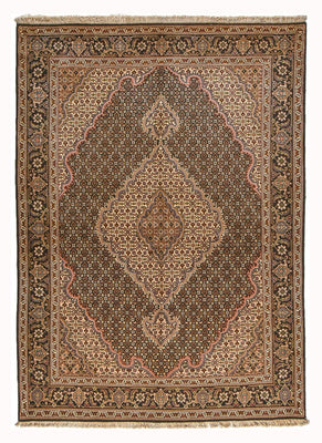 Tappeto Persero - Tabriz - Reale - 210 x 151 cm - marrone scuro