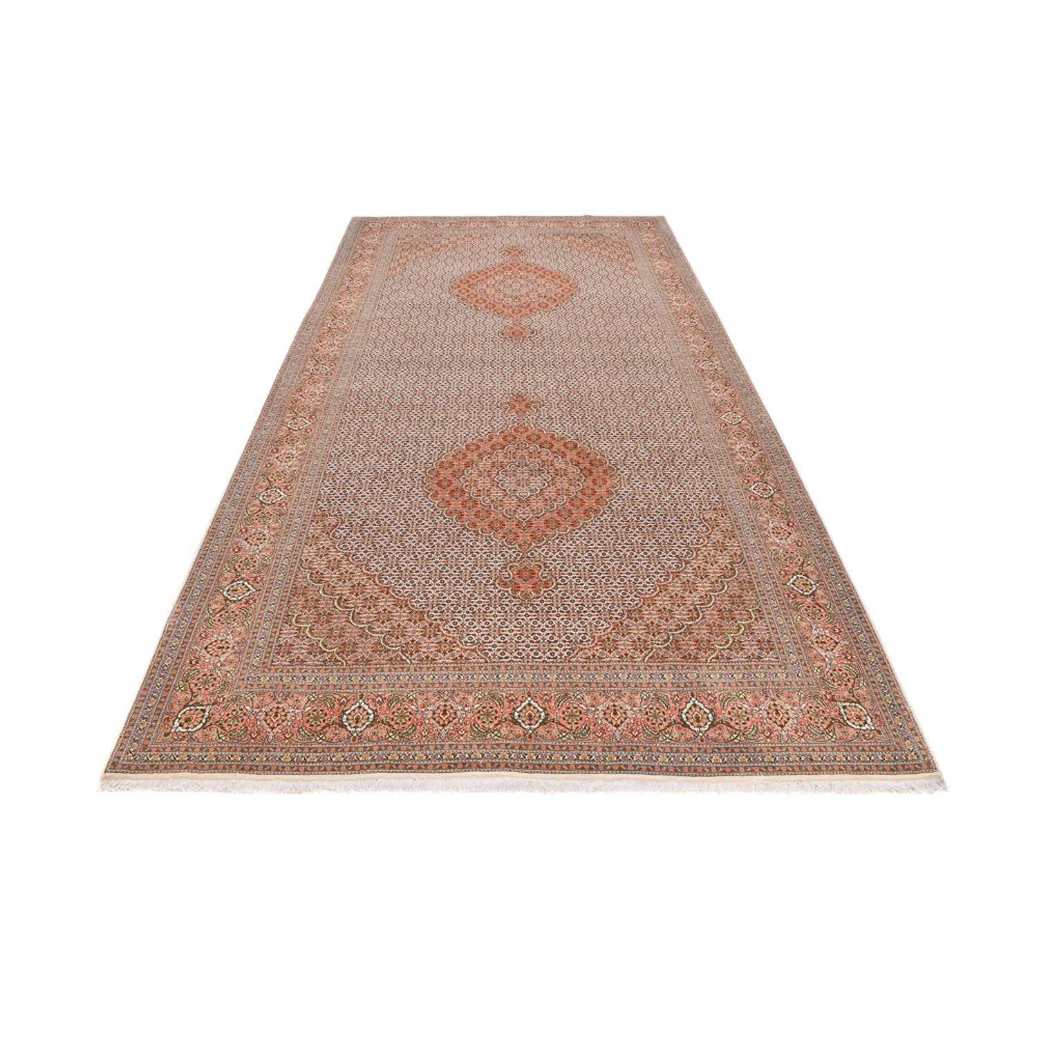 Tappeto corsia Tappeto Persero - Tabriz - Reale - 408 x 201 cm - marrone chiaro