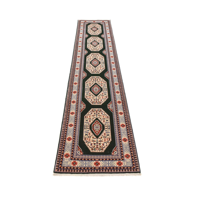 Tappeto corsia Tappeto Persero - Tabriz - Premio - 372 x 74 cm - blu scuro