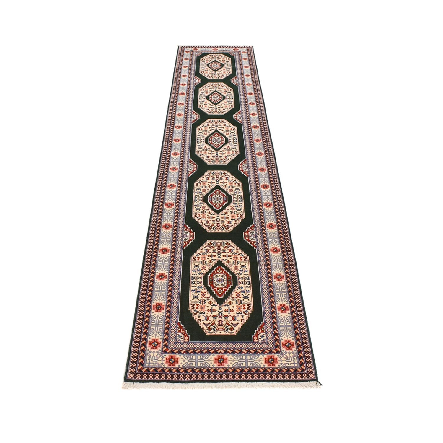 Tappeto corsia Tappeto Persero - Tabriz - Premio - 370 x 75 cm - blu scuro