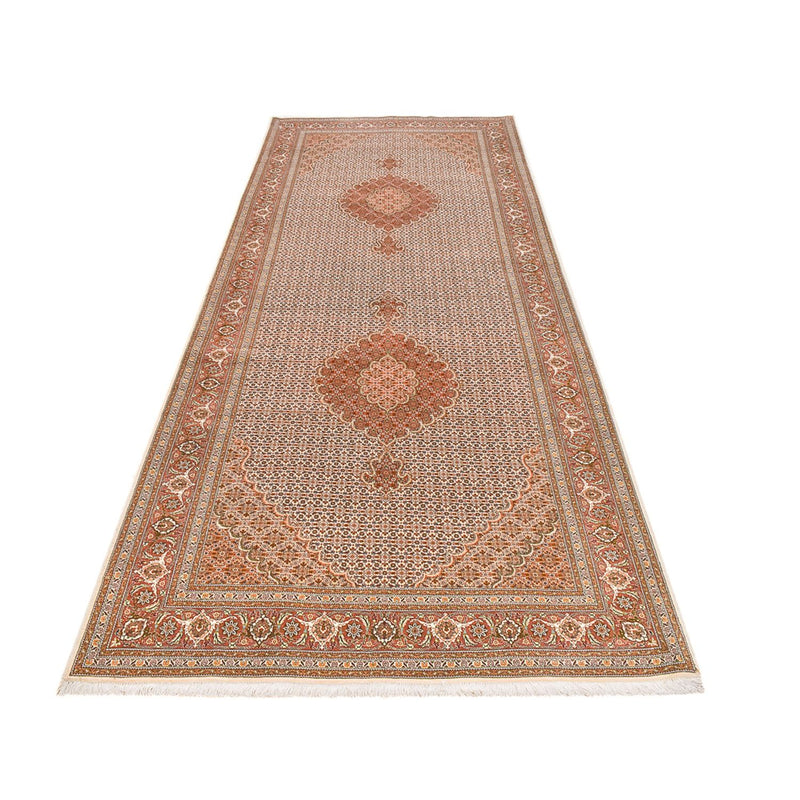 Tappeto corsia Tappeto Persero - Tabriz - Reale - 404 x 150 cm - marrone chiaro