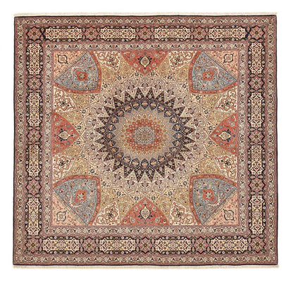 Tappeto Persero - Tabriz - Reale quadrato  - 254 x 248 cm - beige scuro