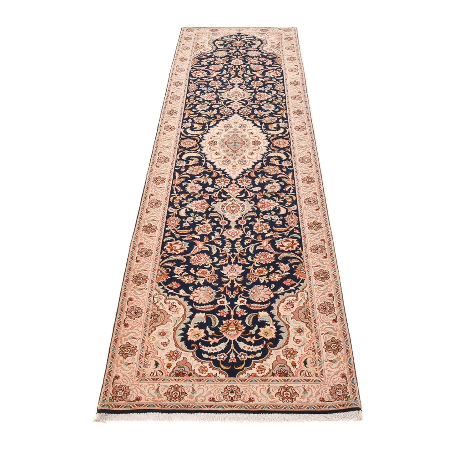 Tappeto corsia Tappeto Persero - Tabriz - Reale - 310 x 83 cm - blu scuro
