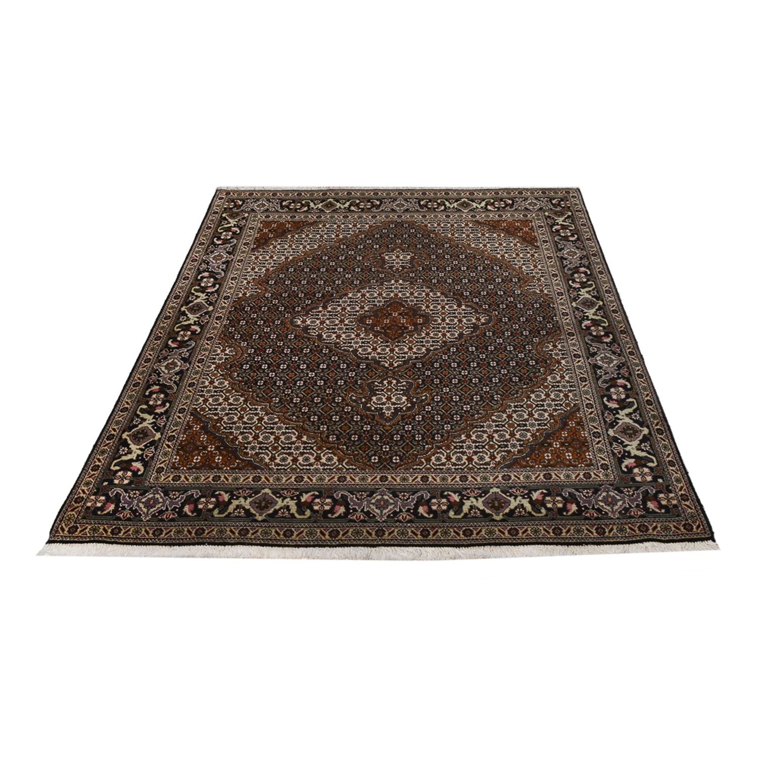 Tappeto Persero - Tabriz - Reale - 198 x 148 cm - marrone scuro