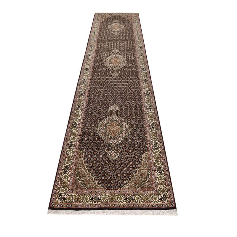 Tappeto corsia Tappeto Persero - Tabriz - Reale - 393 x 82 cm - beige scuro