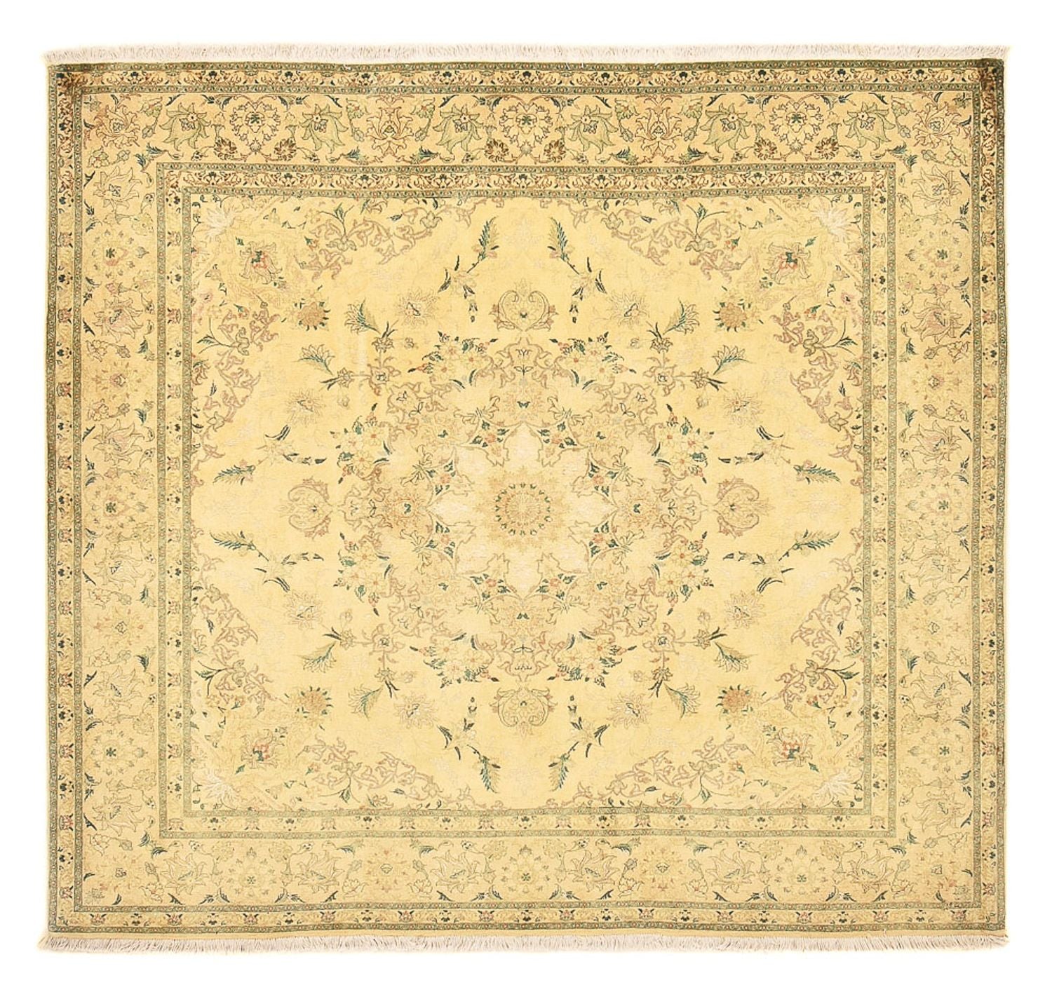 Tappeto Persero - Tabriz - Reale quadrato  - 200 x 190 cm - giallo