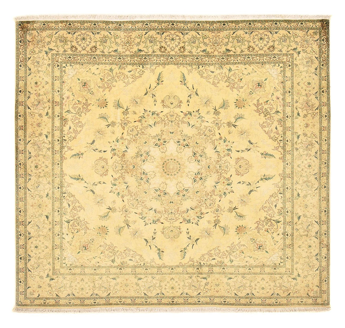 Tappeto Persero - Tabriz - Reale quadrato  - 200 x 190 cm - giallo
