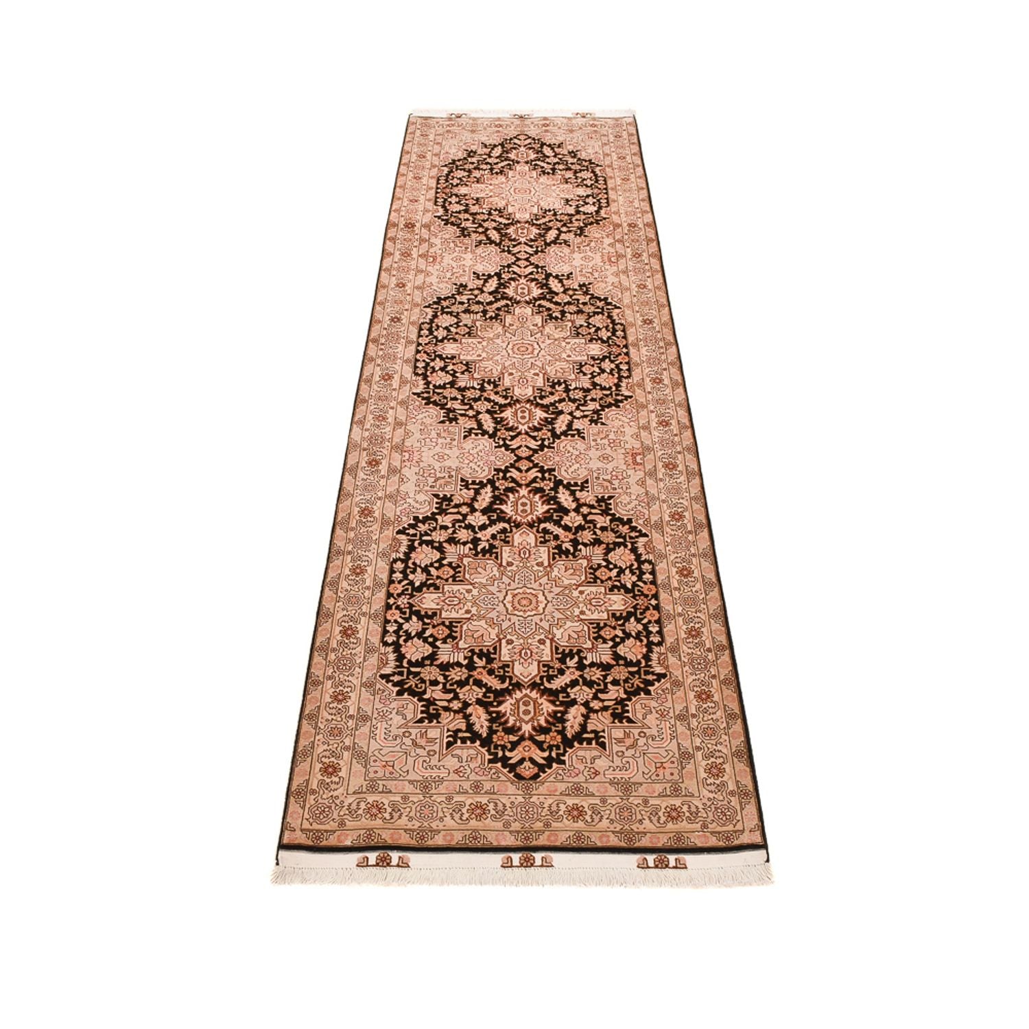 Tappeto corsia Tappeto Persero - Tabriz - Reale - 305 x 80 cm - beige chiaro