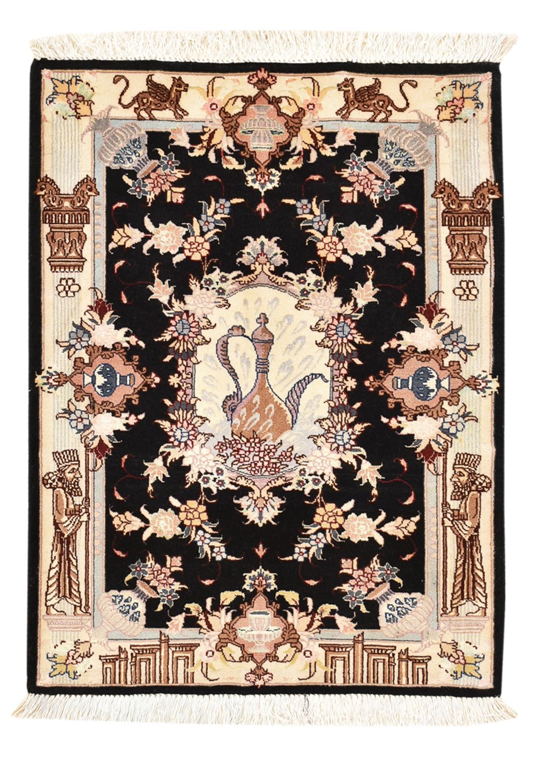 Tappeto Persero - Tabriz - Reale - 90 x 60 cm - blu scuro