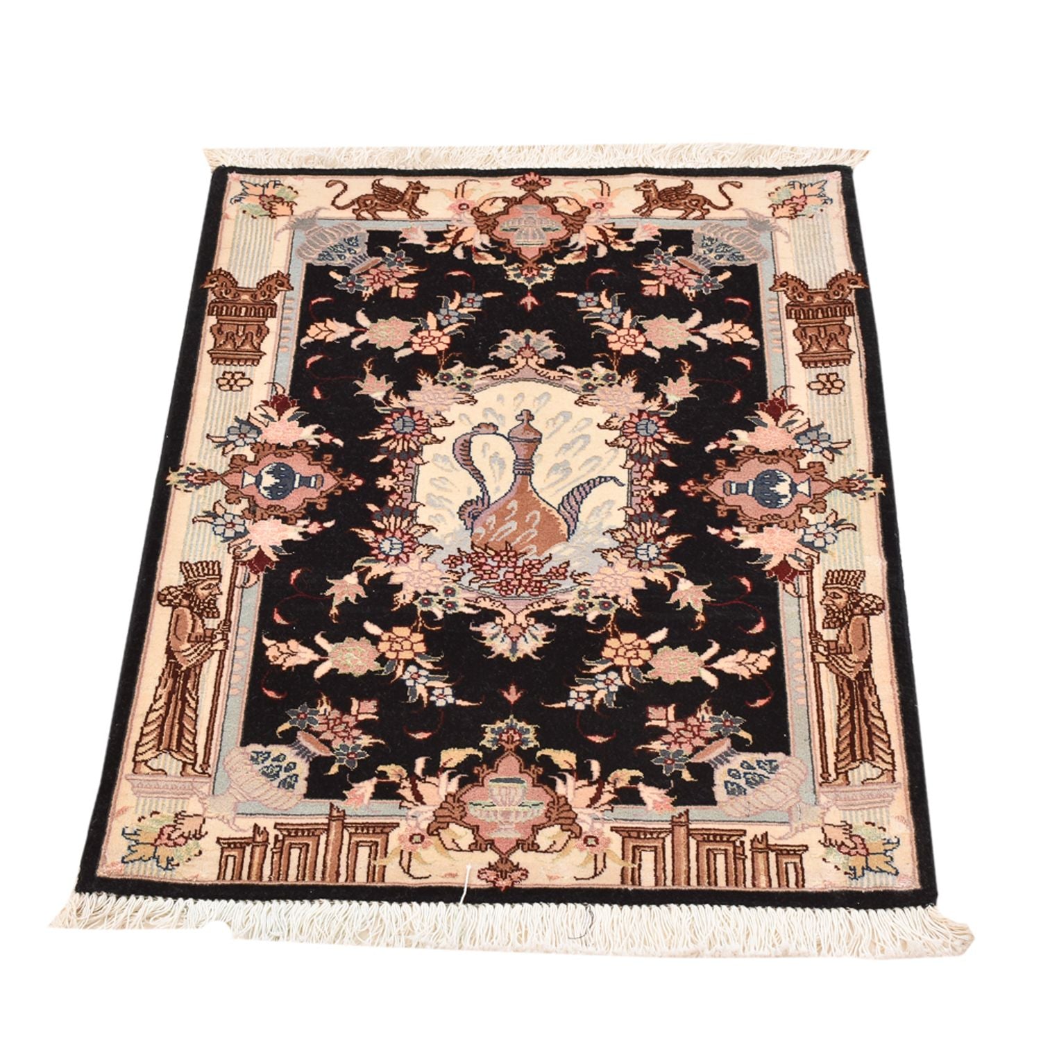 Tappeto Persero - Tabriz - Reale - 90 x 60 cm - blu scuro