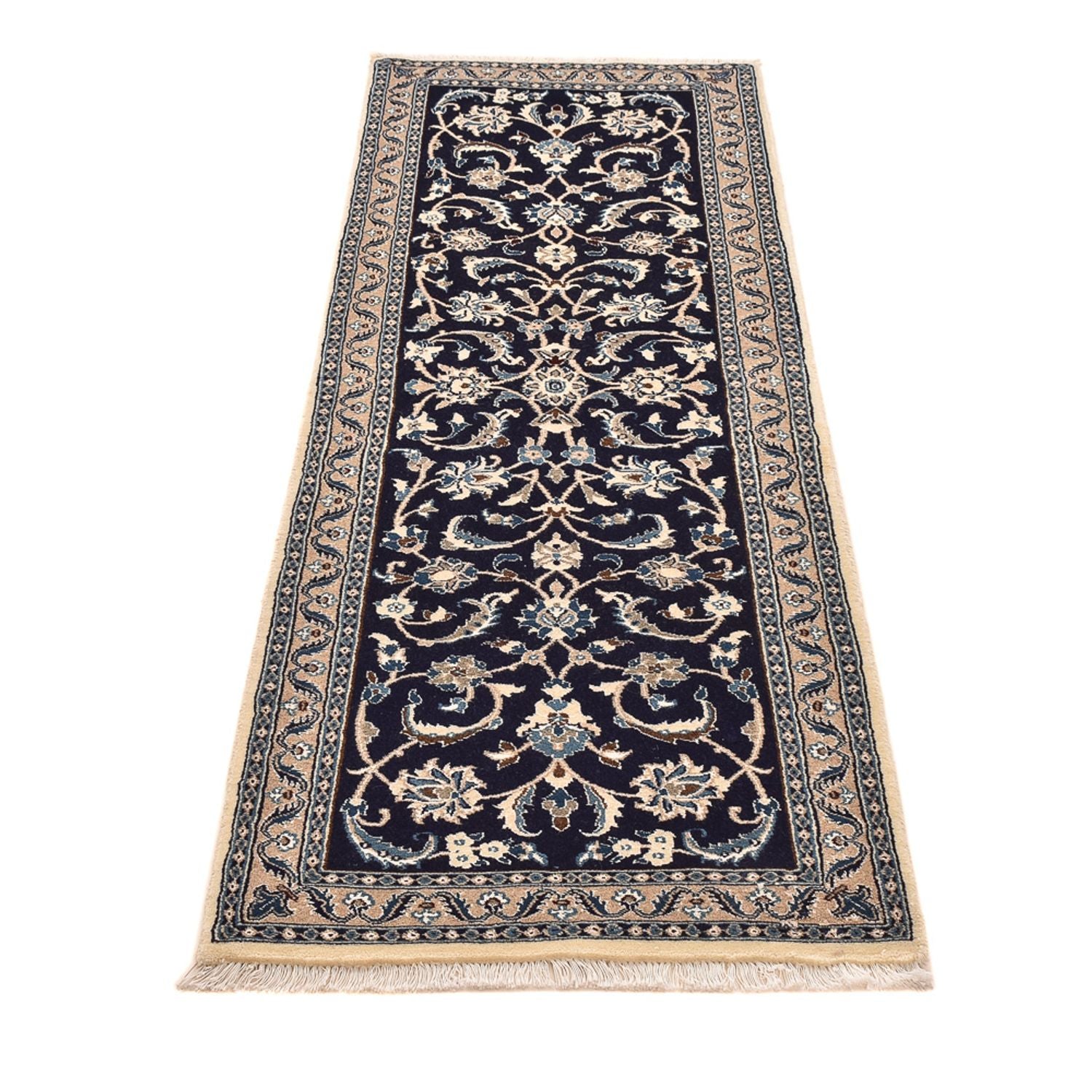 Tappeto corsia Tappeto Persero - Nain - Reale - 196 x 66 cm - blu scuro