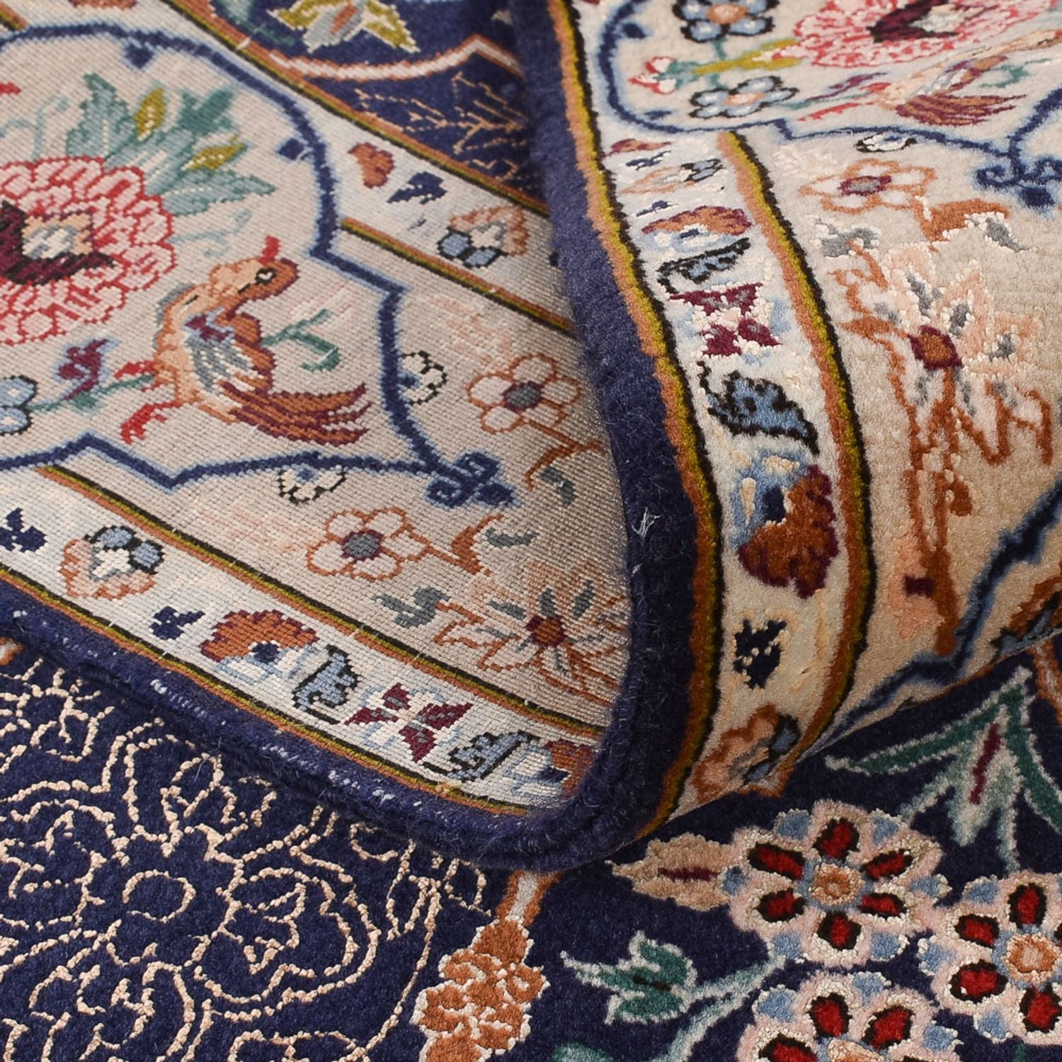 Tappeto corsia Tappeto Persero - Ghom - Reale - 300 x 80 cm - blu scuro