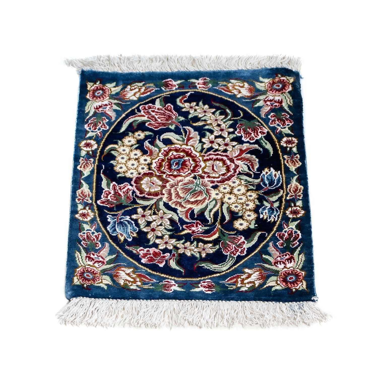 Tappeto di seta - Ghom seta - Premio - 40 x 28 cm - blu scuro