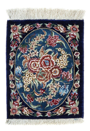 Tappeto di seta - Ghom seta - Premio - 40 x 28 cm - blu scuro
