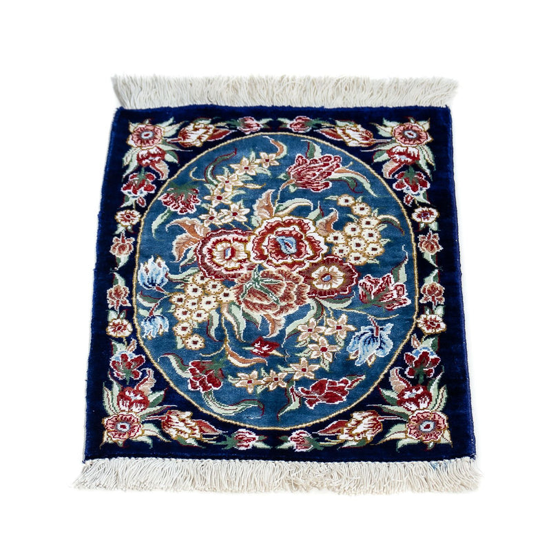 Tappeto di seta - Ghom seta - Premio - 40 x 28 cm - blu scuro