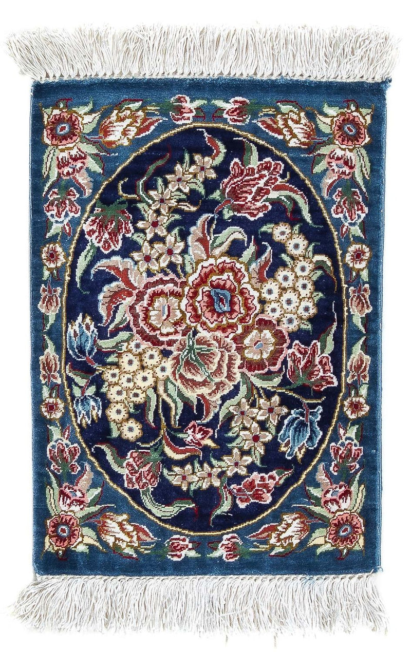 Tappeto di seta - Ghom seta - Premio - 40 x 28 cm - blu scuro