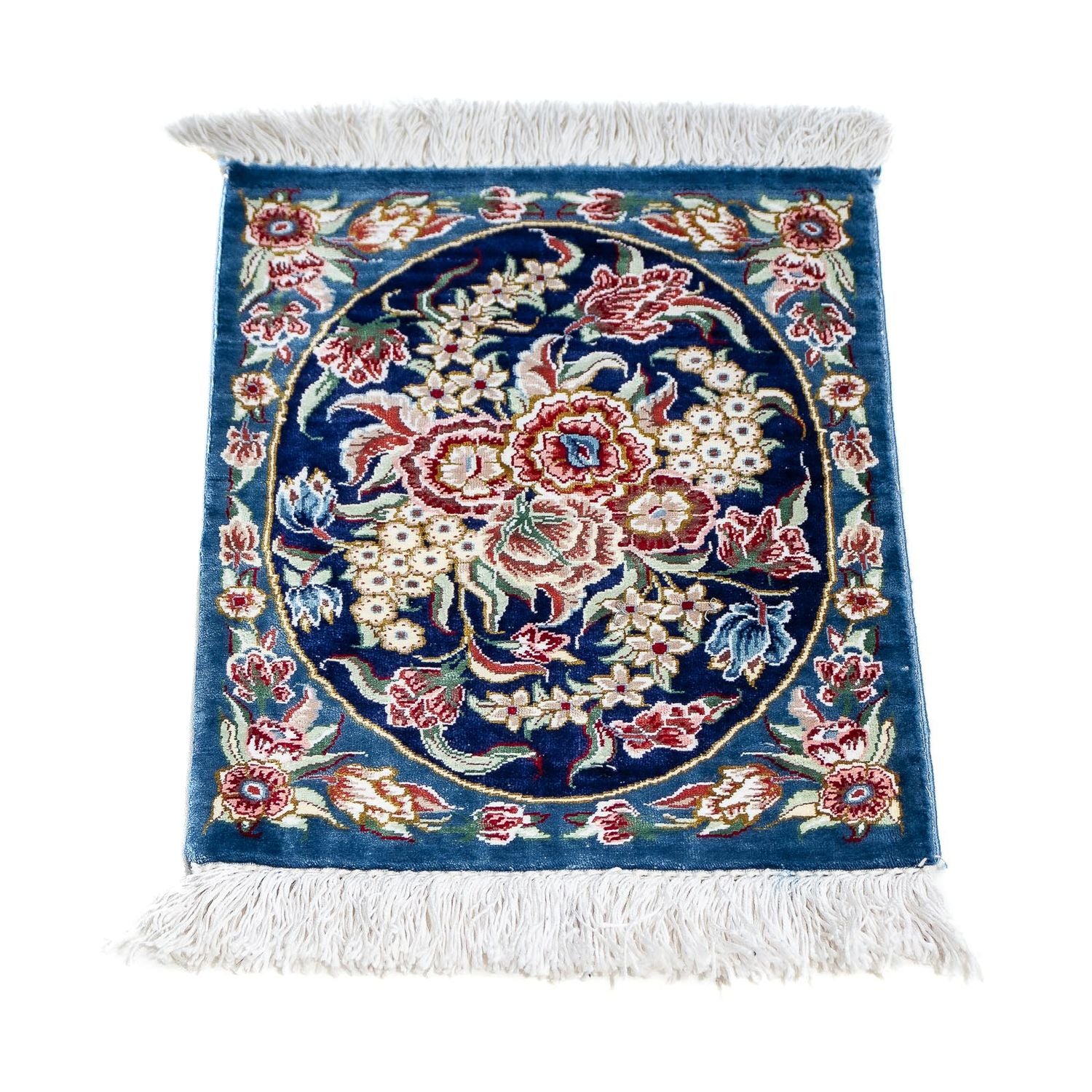 Tappeto di seta - Ghom seta - Premio - 40 x 28 cm - blu scuro