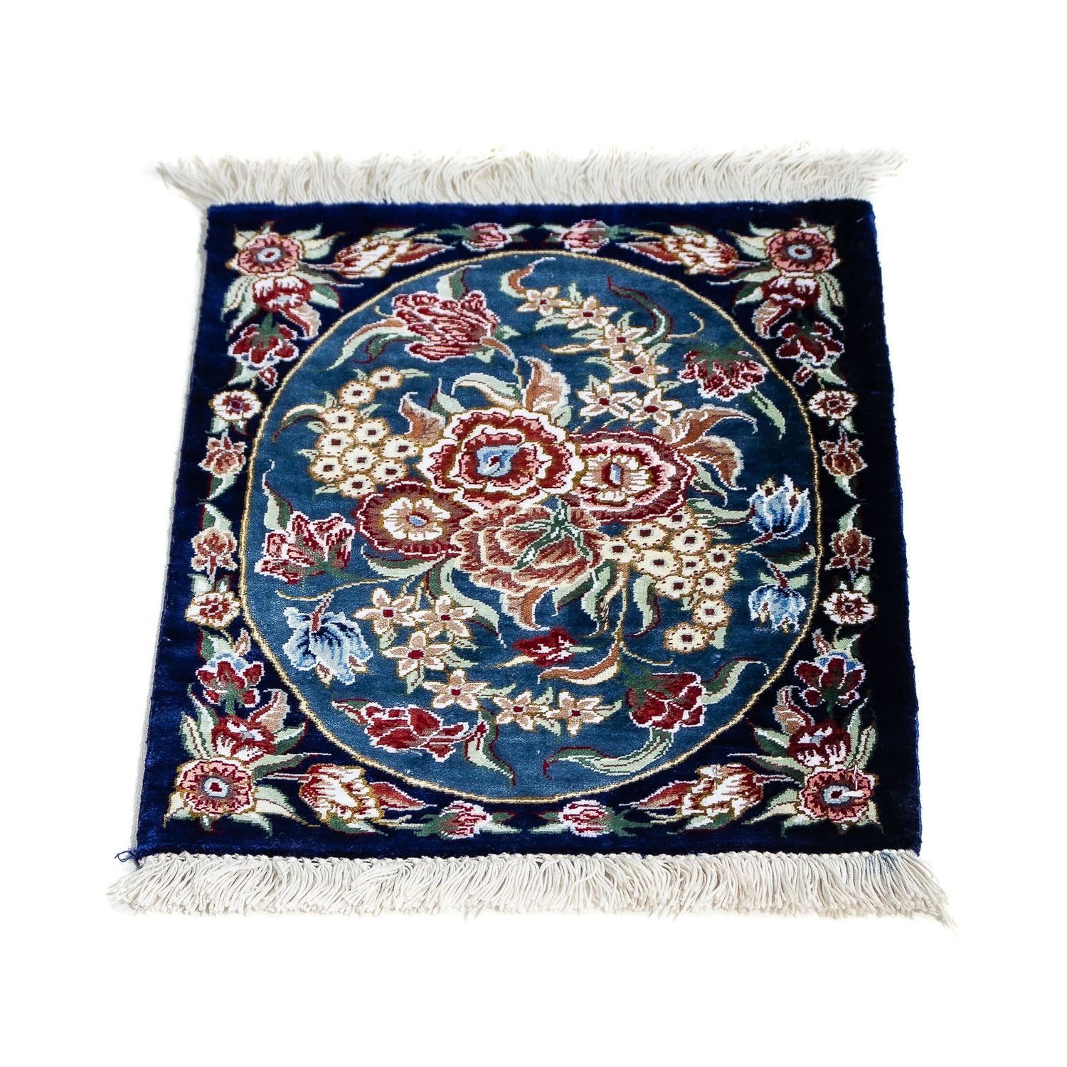 Tappeto di seta - Ghom seta - Premio - 40 x 28 cm - blu scuro
