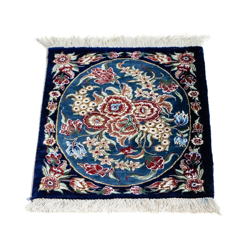 Tappeto di seta - Ghom seta - Premio - 40 x 28 cm - blu scuro