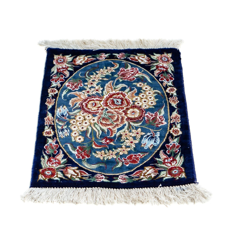 Tappeto di seta - Ghom seta - Premio - 40 x 28 cm - blu scuro