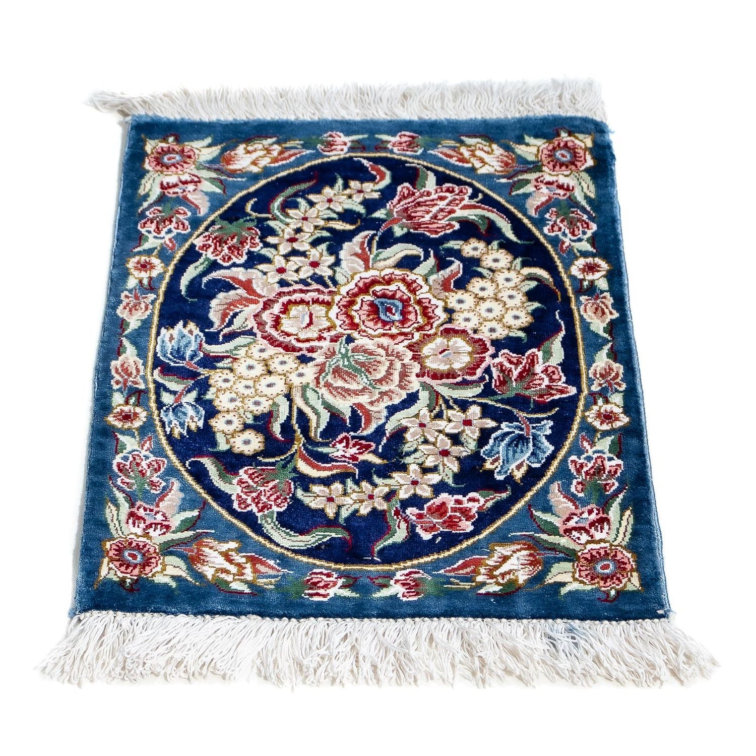 Tappeto di seta - Ghom seta - Premio - 40 x 28 cm - blu scuro